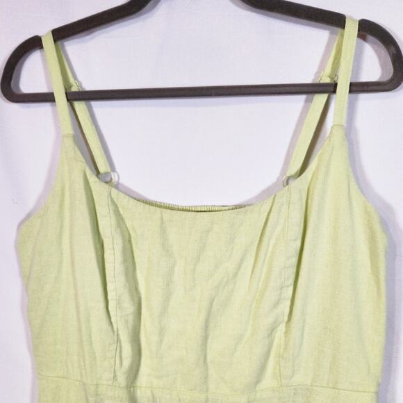 Old Navy Large $35 Chartreuse Lime Linen Cami Mini Dress Summer Bright - Picture 2 of 10